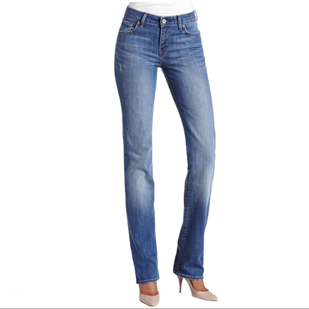 LEVI'S Minimalist Casual Demi Curve Bootcut Stretch Denim Jeans Blue Size 11 30